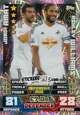 Figurina Jordi Amat / Ashley Williams - English Premier League 2014-2015. Match Attax - Topps