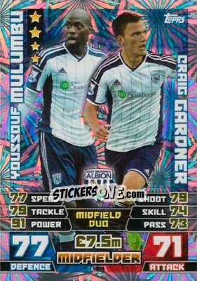 Sticker Youssouf Mulumbu / Craig Gardner - English Premier League 2014-2015. Match Attax - Topps