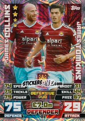 Sticker James Collins / James Tomkins - English Premier League 2014-2015. Match Attax n. 420 - Topps