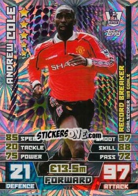 Sticker Andrew Cole - English Premier League 2014-2015. Match Attax n. 422 - Topps