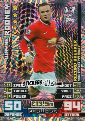 Sticker Wayne Rooney - English Premier League 2014-2015. Match Attax n. 424 - Topps