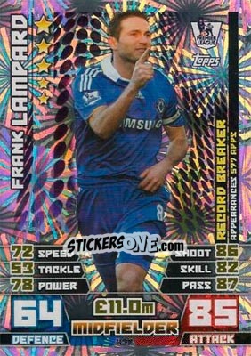Sticker Frank Lampard - English Premier League 2014-2015. Match Attax n. 432 - Topps