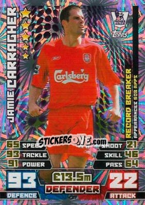 Sticker Jamie Carragher - English Premier League 2014-2015. Match Attax - Topps