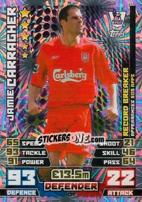 Sticker Jamie Carragher - English Premier League 2014-2015. Match Attax n. 437 - Topps