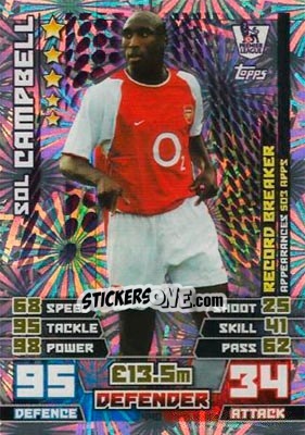 Sticker Sol Campbell - English Premier League 2014-2015. Match Attax n. 440 - Topps