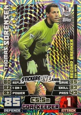 Sticker Thomas Sorensen - English Premier League 2014-2015. Match Attax n. S5 - Topps
