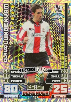 Sticker Claus Lundekvam - English Premier League 2014-2015. Match Attax - Topps