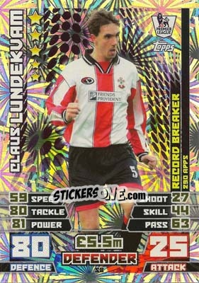Sticker Claus Lundekvam - English Premier League 2014-2015. Match Attax n. S8 - Topps