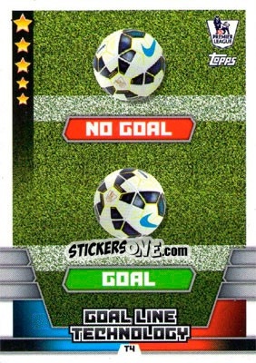 Sticker No Goal / Goal - Goal Line Technology - English Premier League 2014-2015. Match Attax n. T4 - Topps