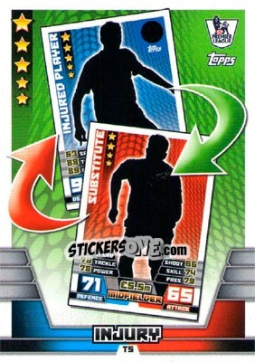 Sticker Injury - Substitute - English Premier League 2014-2015. Match Attax n. T5 - Topps