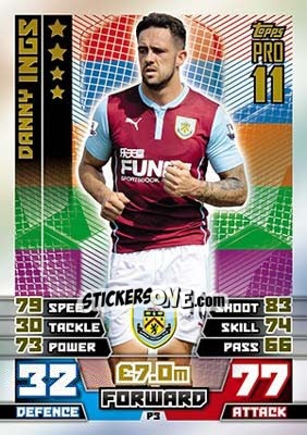 Sticker Danny Ings - English Premier League 2014-2015. Match Attax - Topps