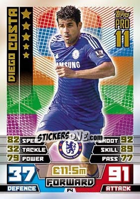 Sticker Diego Costa - English Premier League 2014-2015. Match Attax n. P4 - Topps