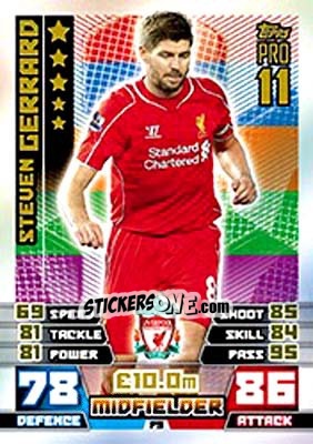 Sticker Steven Gerrard - English Premier League 2014-2015. Match Attax n. P9 - Topps
