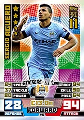 Sticker Sergio Aguero - English Premier League 2014-2015. Match Attax n. P10 - Topps