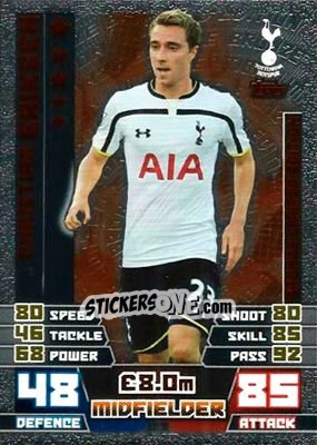 Sticker Christian Eriksen - English Premier League 2014-2015. Match Attax n. LE5 - Topps