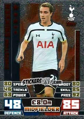 Sticker Christian Eriksen - English Premier League 2014-2015. Match Attax - Topps