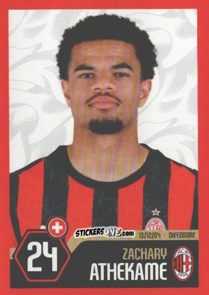 Sticker Zachary Athekame - A.C. Milan 2025-2026
 n. 25 - Euro Publishing