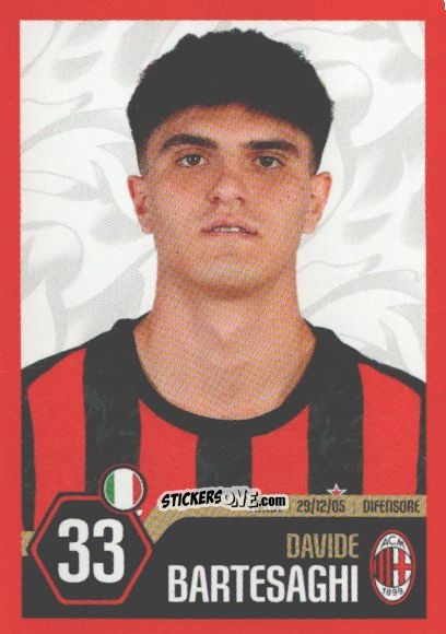 Figurina Davide Bartesaghi - A.C. Milan 2025-2026
 n. 28 - Euro Publishing