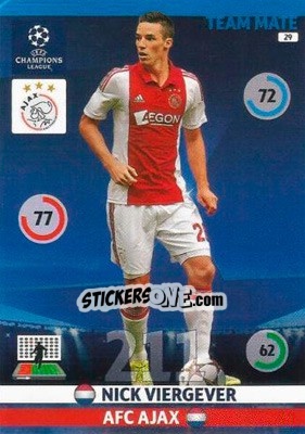 Sticker Nick Viergever - UEFA Champions League 2014-2015. Adrenalyn XL n. 29 - Panini
