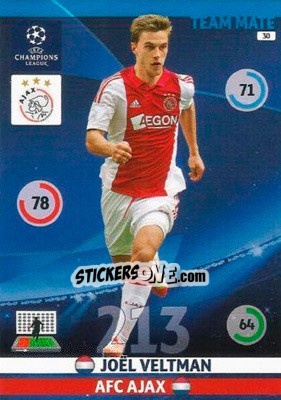 Sticker Joël Veltman - UEFA Champions League 2014-2015. Adrenalyn XL n. 30 - Panini