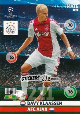 Sticker Davy Klaassen - UEFA Champions League 2014-2015. Adrenalyn XL n. 31 - Panini