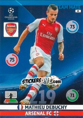 Sticker Mathieu Debuchy - UEFA Champions League 2014-2015. Adrenalyn XL n. 48 - Panini