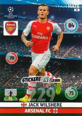 Sticker Jack Wilshere - UEFA Champions League 2014-2015. Adrenalyn XL n. 49 - Panini