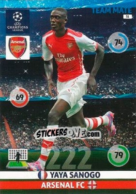 Sticker Yaya Sanogo - UEFA Champions League 2014-2015. Adrenalyn XL n. 51 - Panini