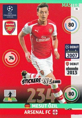 Sticker Mesut Özil - UEFA Champions League 2014-2015. Adrenalyn XL n. 54 - Panini