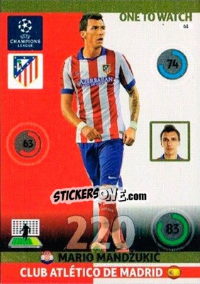 Sticker Mario Mandžukic - UEFA Champions League 2014-2015. Adrenalyn XL n. 61 - Panini