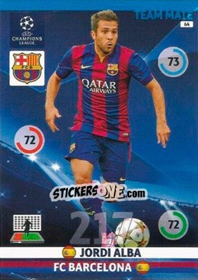 Sticker Jordi Alba - UEFA Champions League 2014-2015. Adrenalyn XL n. 64 - Panini