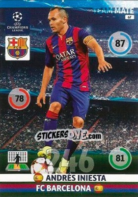 Sticker Andrés Iniesta - UEFA Champions League 2014-2015. Adrenalyn XL n. 67 - Panini