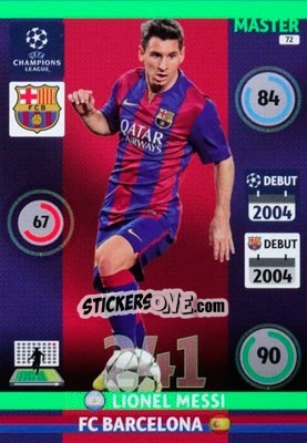 Sticker Lionel Messi - UEFA Champions League 2014-2015. Adrenalyn XL n. 72 - Panini