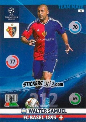 Sticker Walter Samuel - UEFA Champions League 2014-2015. Adrenalyn XL n. 75 - Panini