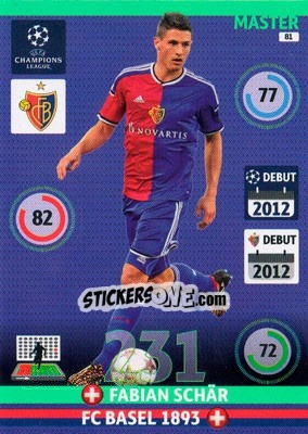 Sticker Fabian Schär - UEFA Champions League 2014-2015. Adrenalyn XL n. 81 - Panini