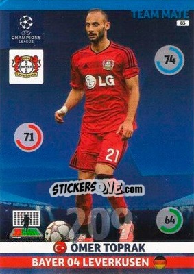 Sticker Ömer Toprak - UEFA Champions League 2014-2015. Adrenalyn XL n. 83 - Panini