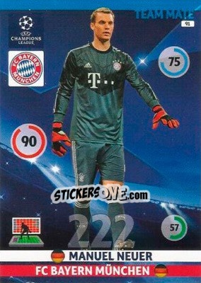 Sticker Manuel Neuer - UEFA Champions League 2014-2015. Adrenalyn XL n. 91 - Panini