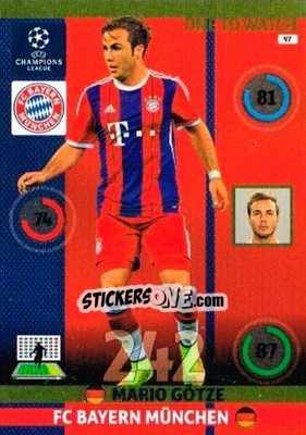 Sticker Mario Götze - UEFA Champions League 2014-2015. Adrenalyn XL n. 97 - Panini