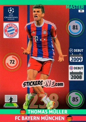 Sticker Thomas Müller - UEFA Champions League 2014-2015. Adrenalyn XL n. 99 - Panini
