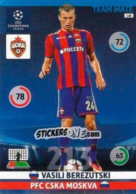 Sticker Vasili Berezutski - UEFA Champions League 2014-2015. Adrenalyn XL n. 128 - Panini