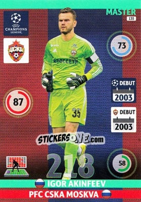 Sticker Igor Akinfeev - UEFA Champions League 2014-2015. Adrenalyn XL - Panini