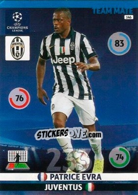 Sticker Patrice Evra - UEFA Champions League 2014-2015. Adrenalyn XL n. 146 - Panini