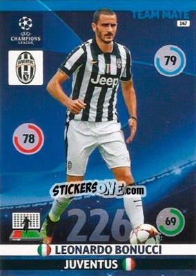 Sticker Leonardo Bonucci - UEFA Champions League 2014-2015. Adrenalyn XL n. 147 - Panini