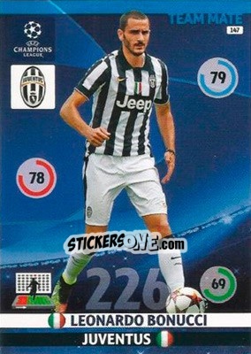 Figurina Leonardo Bonucci - UEFA Champions League 2014-2015. Adrenalyn XL - Panini