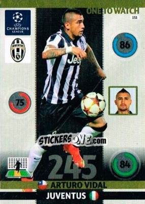 Sticker Arturo Vidal - UEFA Champions League 2014-2015. Adrenalyn XL n. 151 - Panini