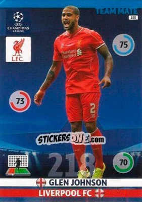 Sticker Glen Johnson - UEFA Champions League 2014-2015. Adrenalyn XL n. 155 - Panini
