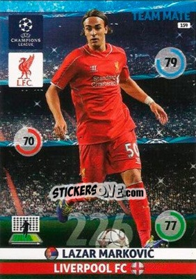 Sticker Lazar Markovic - UEFA Champions League 2014-2015. Adrenalyn XL n. 159 - Panini