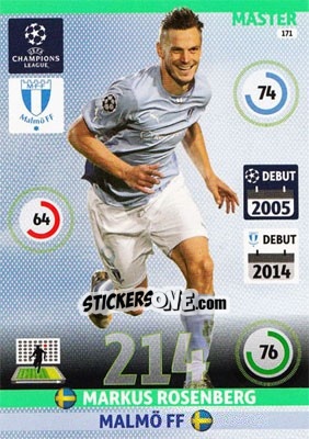 Sticker Markus Rosenberg - UEFA Champions League 2014-2015. Adrenalyn XL n. 171 - Panini
