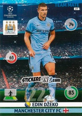 Sticker Edin Džeko - UEFA Champions League 2014-2015. Adrenalyn XL n. 177 - Panini