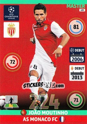 Figurina João Moutinho - UEFA Champions League 2014-2015. Adrenalyn XL - Panini